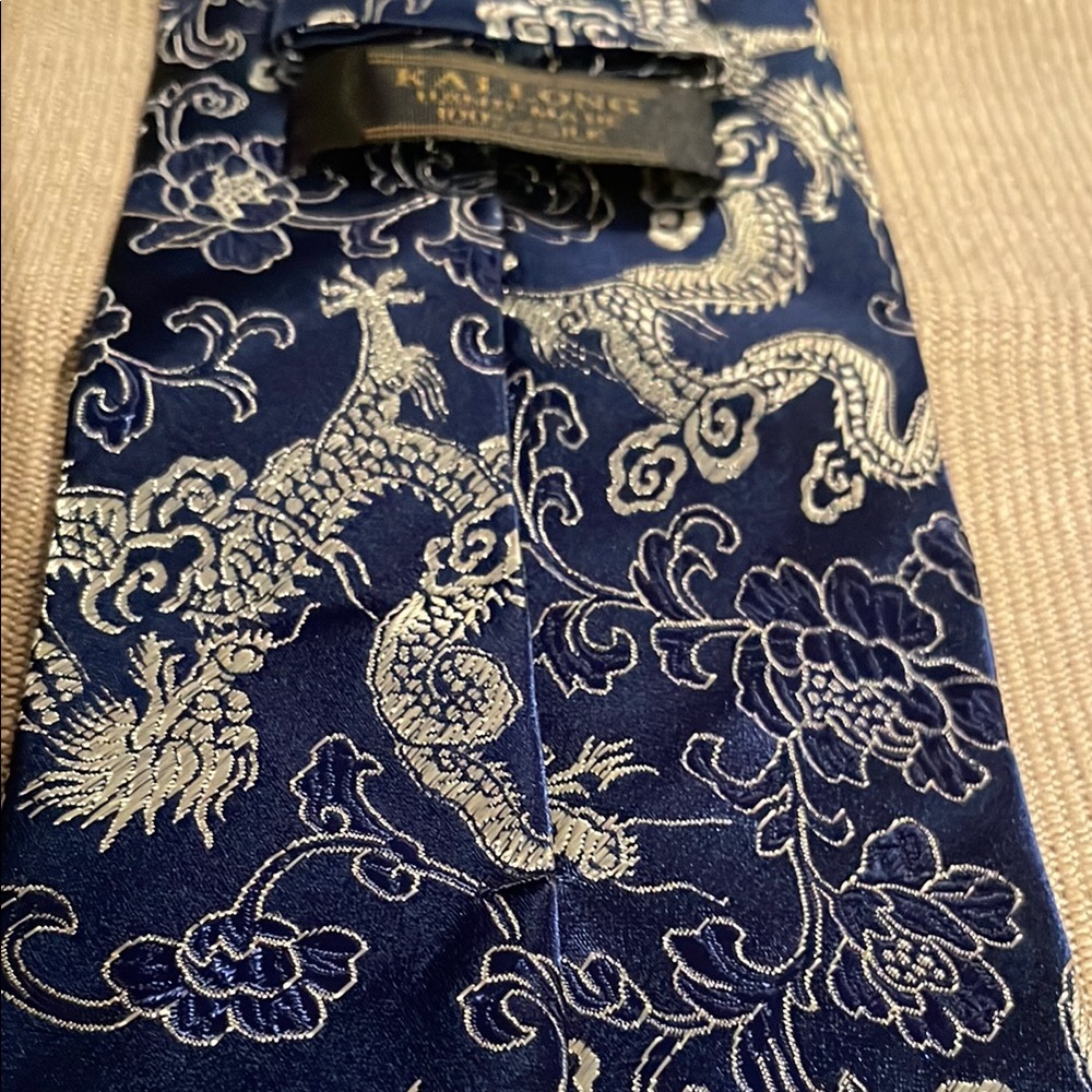 Kai Long Elegant Blue Patterned Tie - image 3